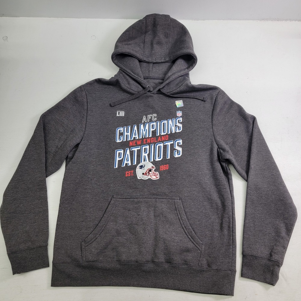NFL New England Patriots AFC Champs Pullover Sweatshirt Hoodie Men's Sz L NWOT‎